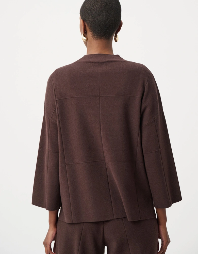 Brushed viscose straight sweater with mock neck