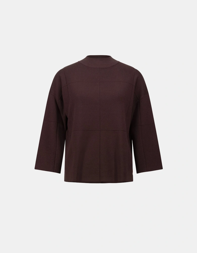 Brushed viscose straight sweater with mock neck