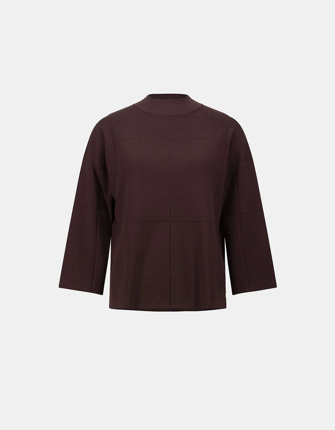 Brushed viscose straight sweater with mock neck