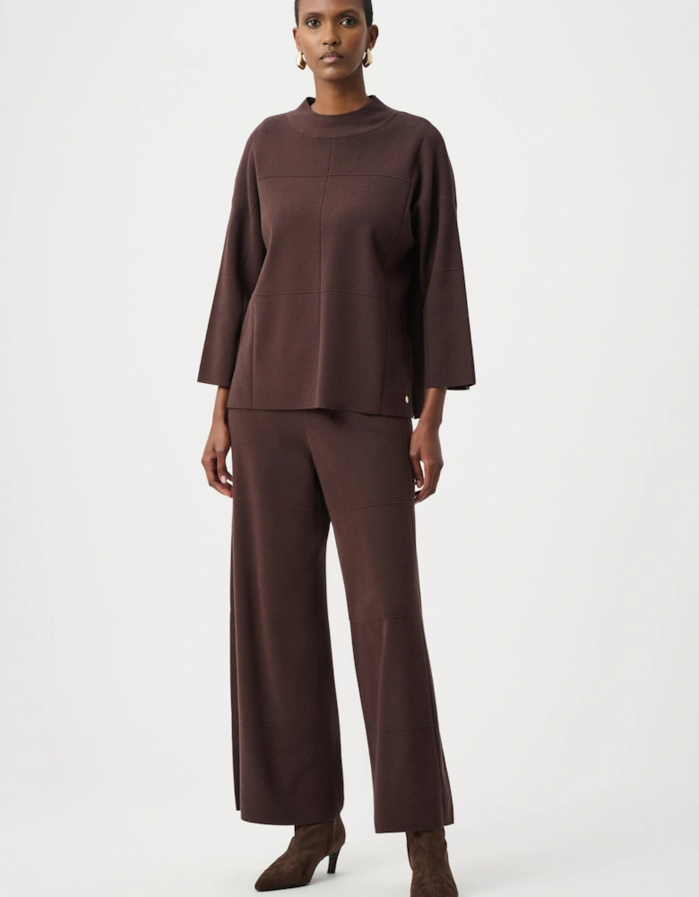 Brushed viscose straight sweater with mock neck