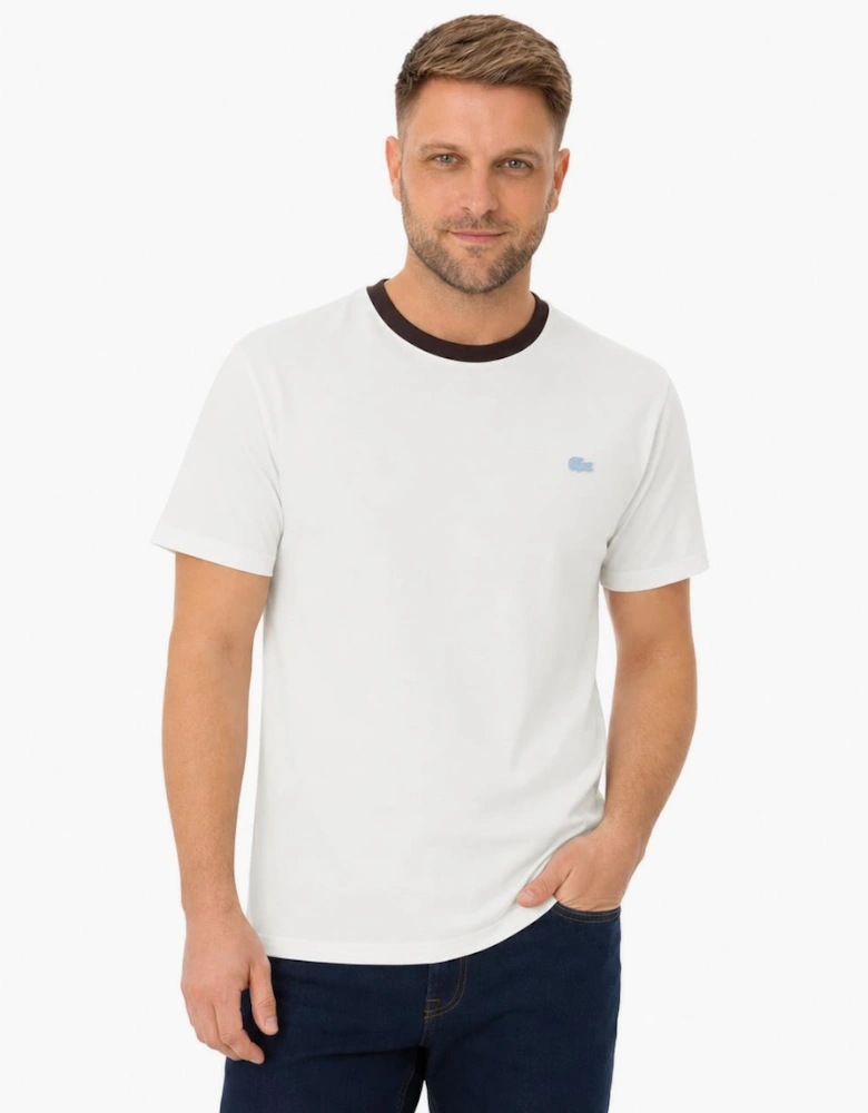 Lacoste Classic Fit Contrast Colour T-Shirt Flour