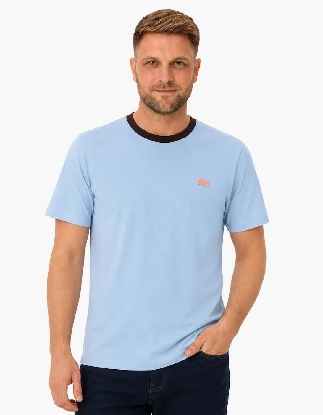 Lacoste Classic Fit Contrast Colour T-Shirt Powder Blue