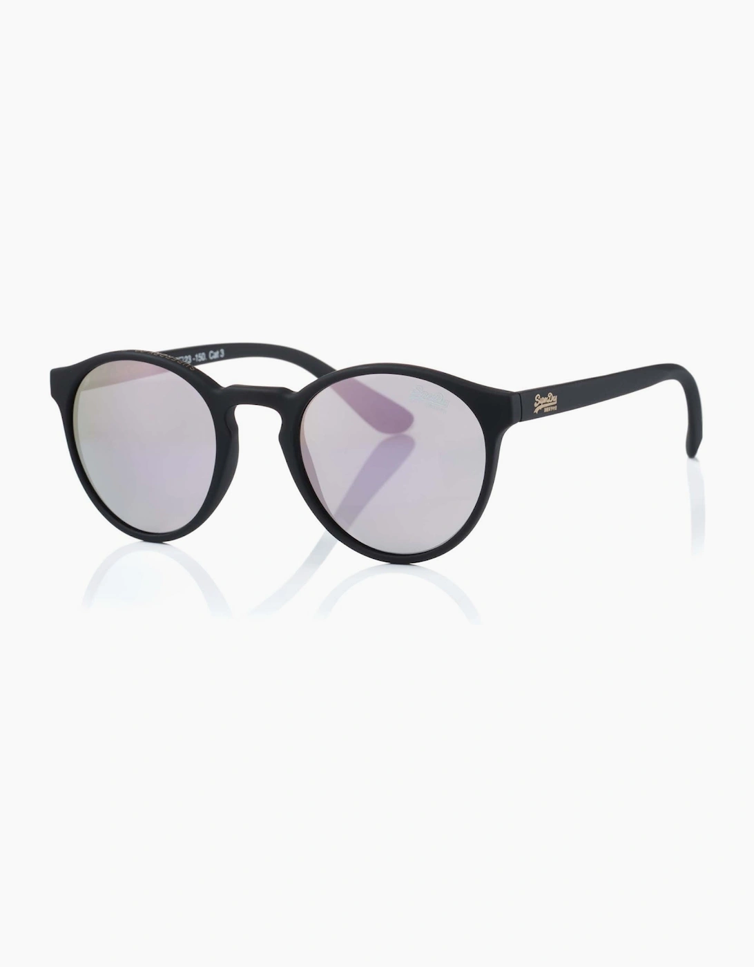 Superdry Women's Superdry Womens Saratoga Round Sunglasses - Rubberised Black Pink Mirror