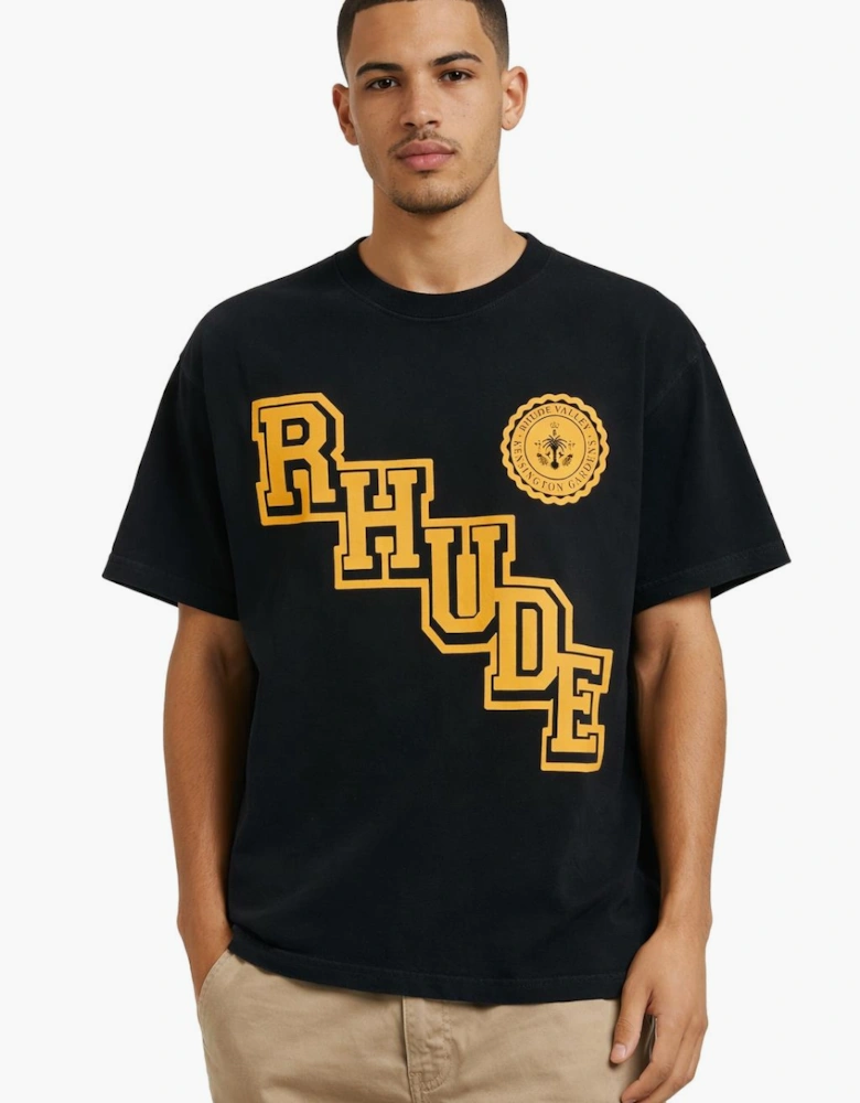 Men's Black Rhude Collegiate Crest T-Shirt