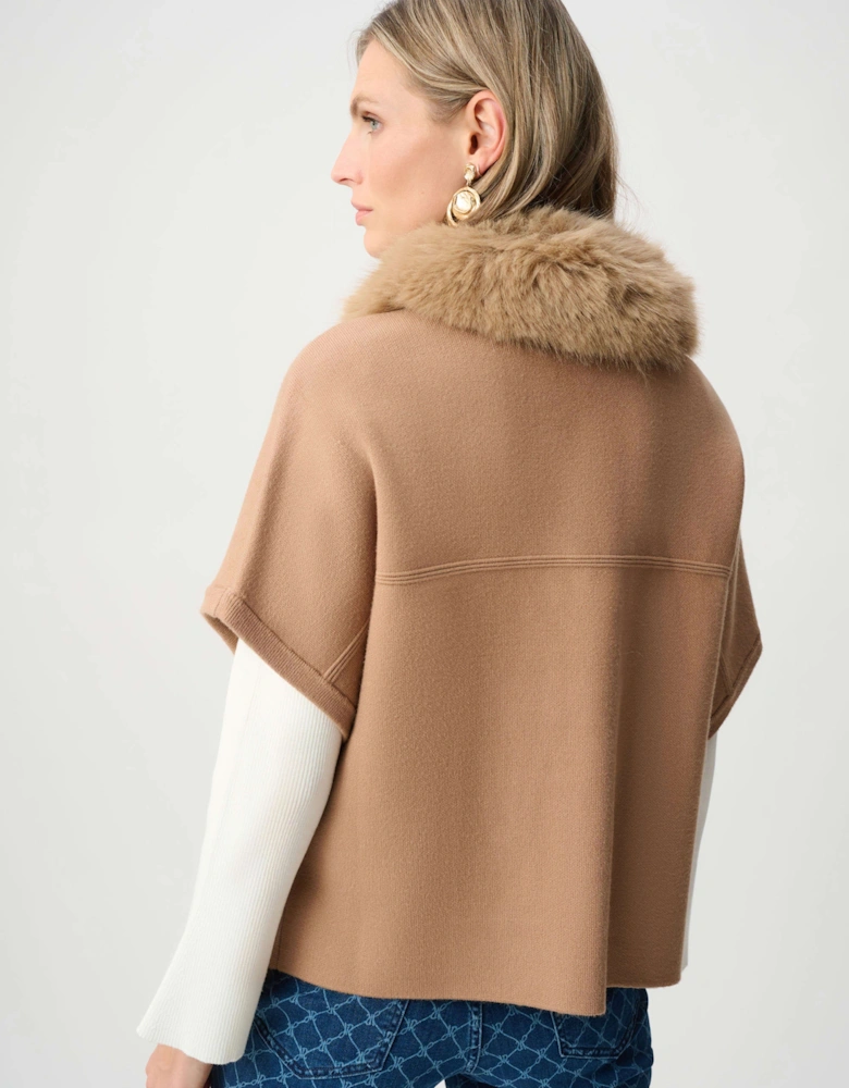 Sweater knit jacket with detachable faux fur collar