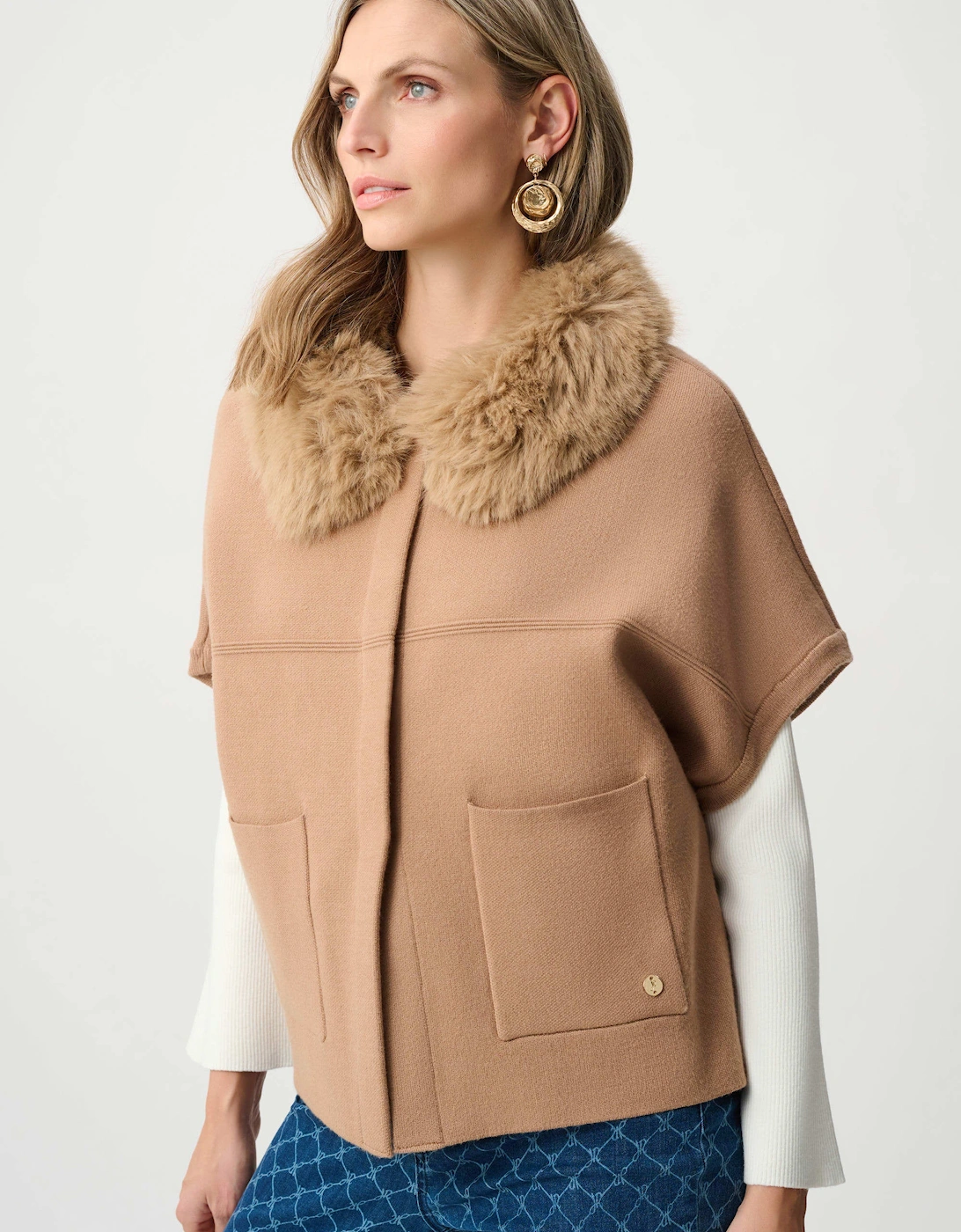 Sweater knit jacket with detachable faux fur collar, 6 of 5