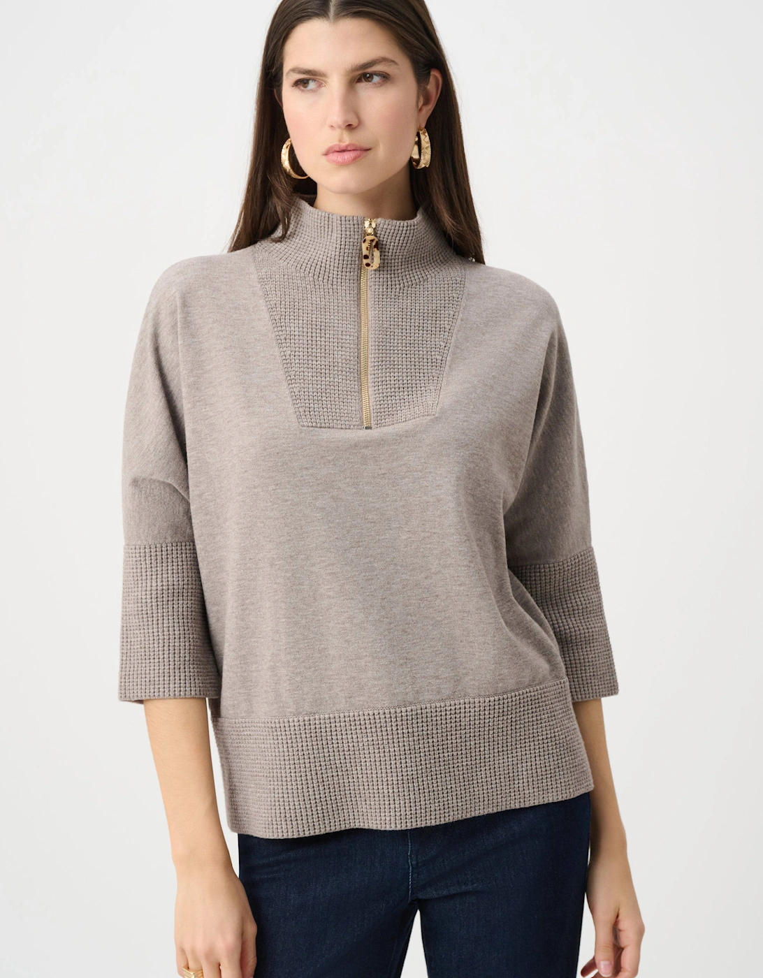 Brushed viscose and nylon funnel neck sweater, 5 of 4