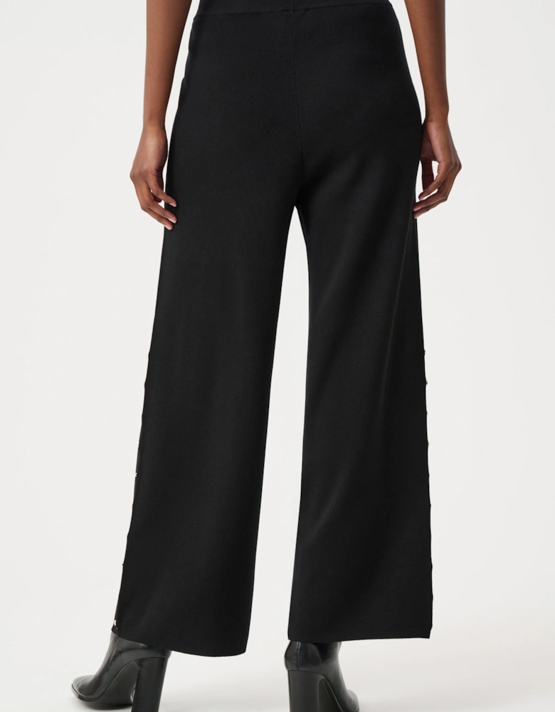 Wide leg pull on sweater pants with metal stud detail