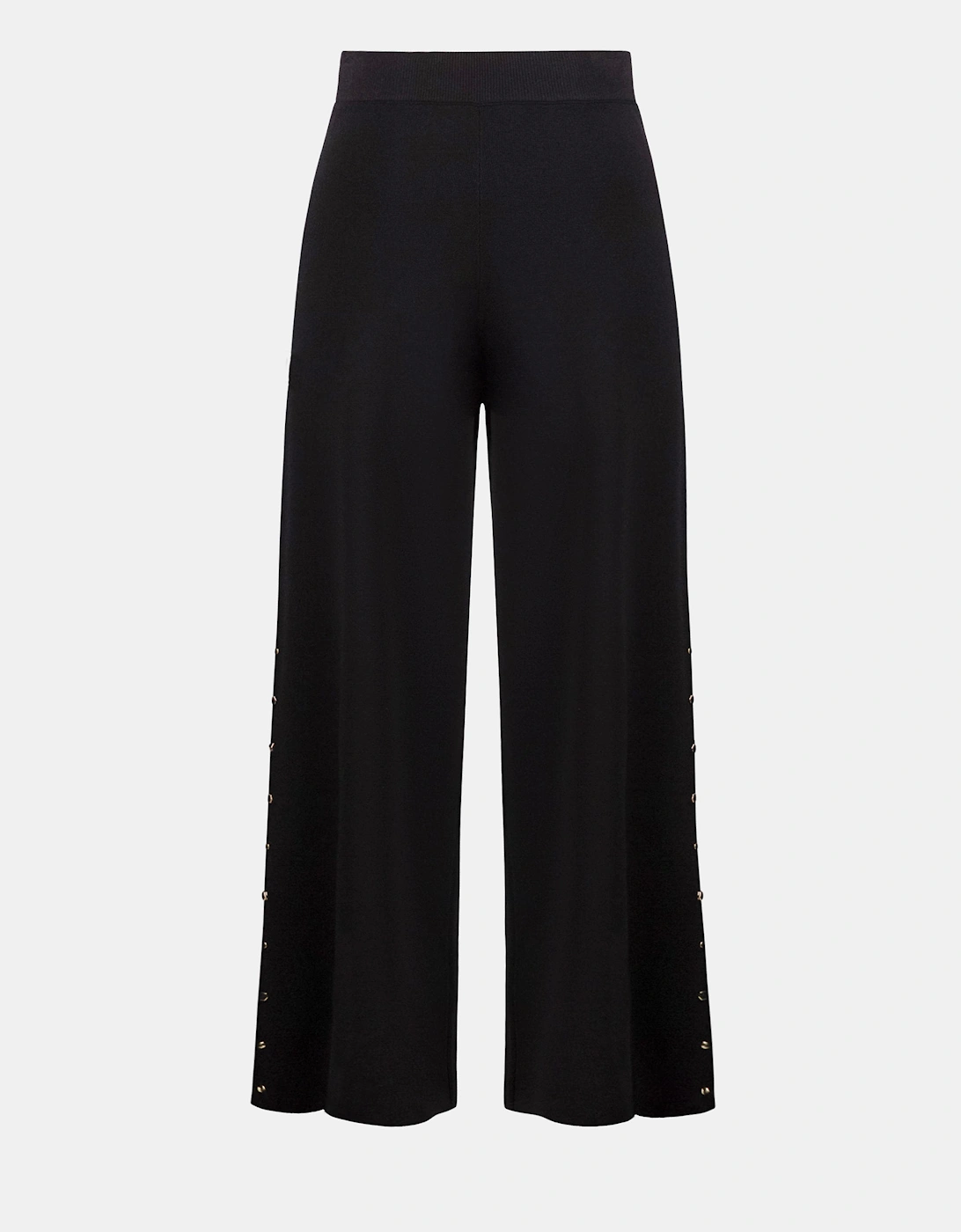 Wide leg pull on sweater pants with metal stud detail