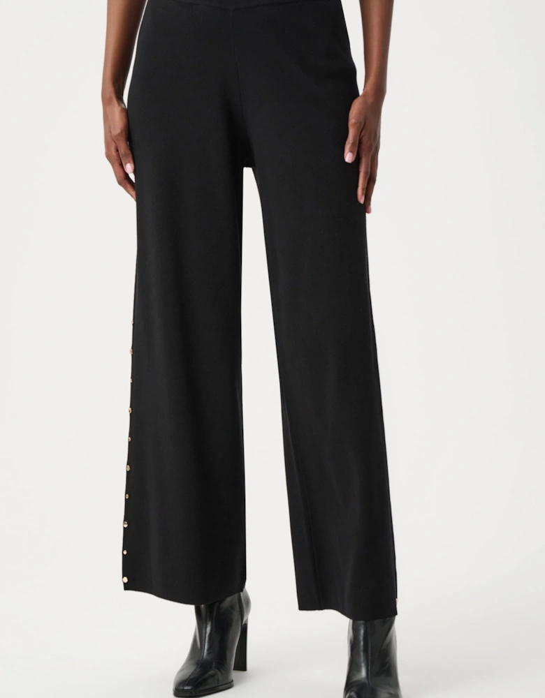 Wide leg pull on sweater pants with metal stud detail