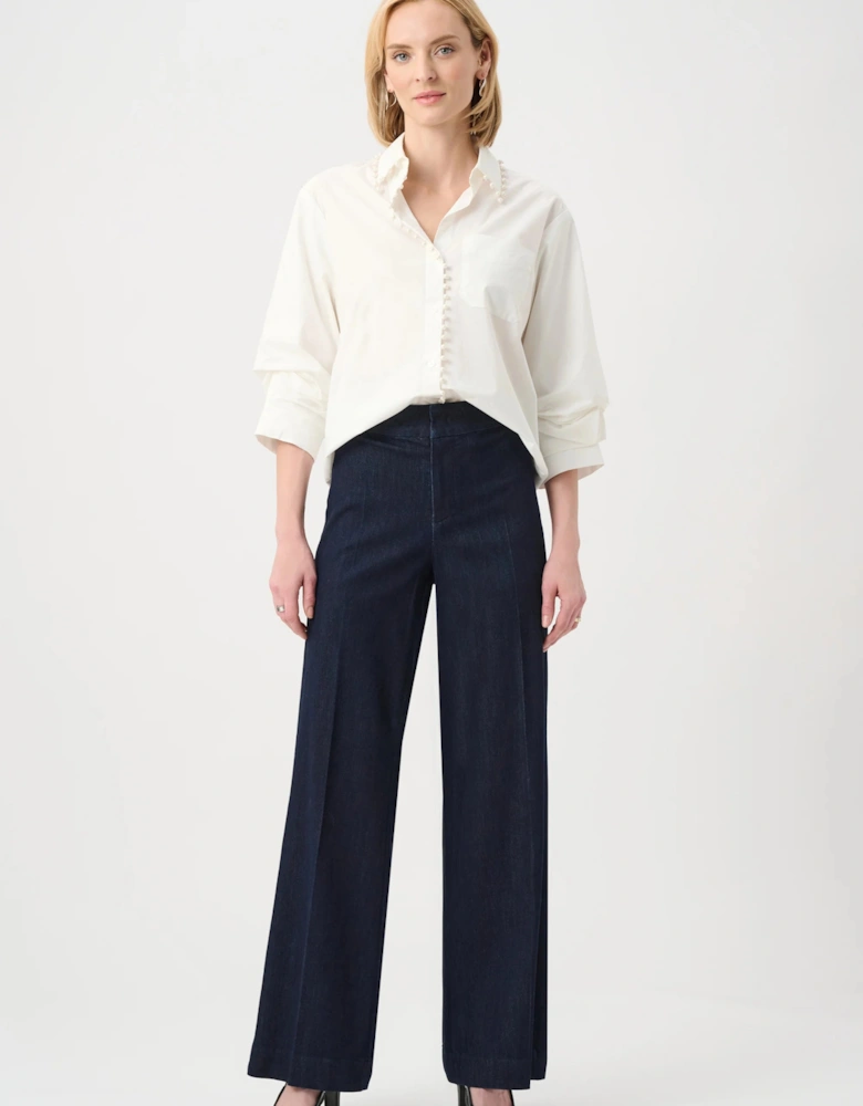 Chloe: stretch denim high rise wide leg jeans