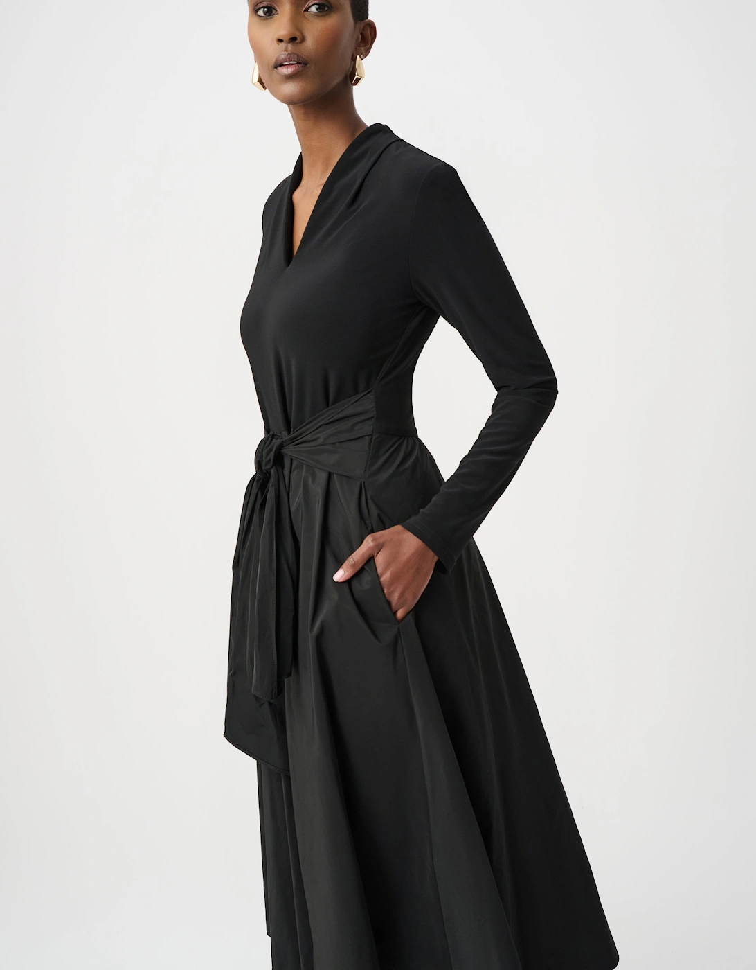 Silky knit and memory fit and flare dress