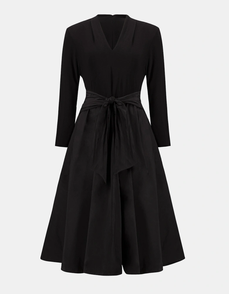 Silky knit and memory fit and flare dress