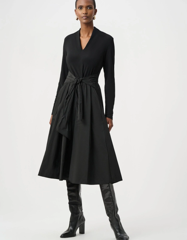 Silky knit and memory fit and flare dress