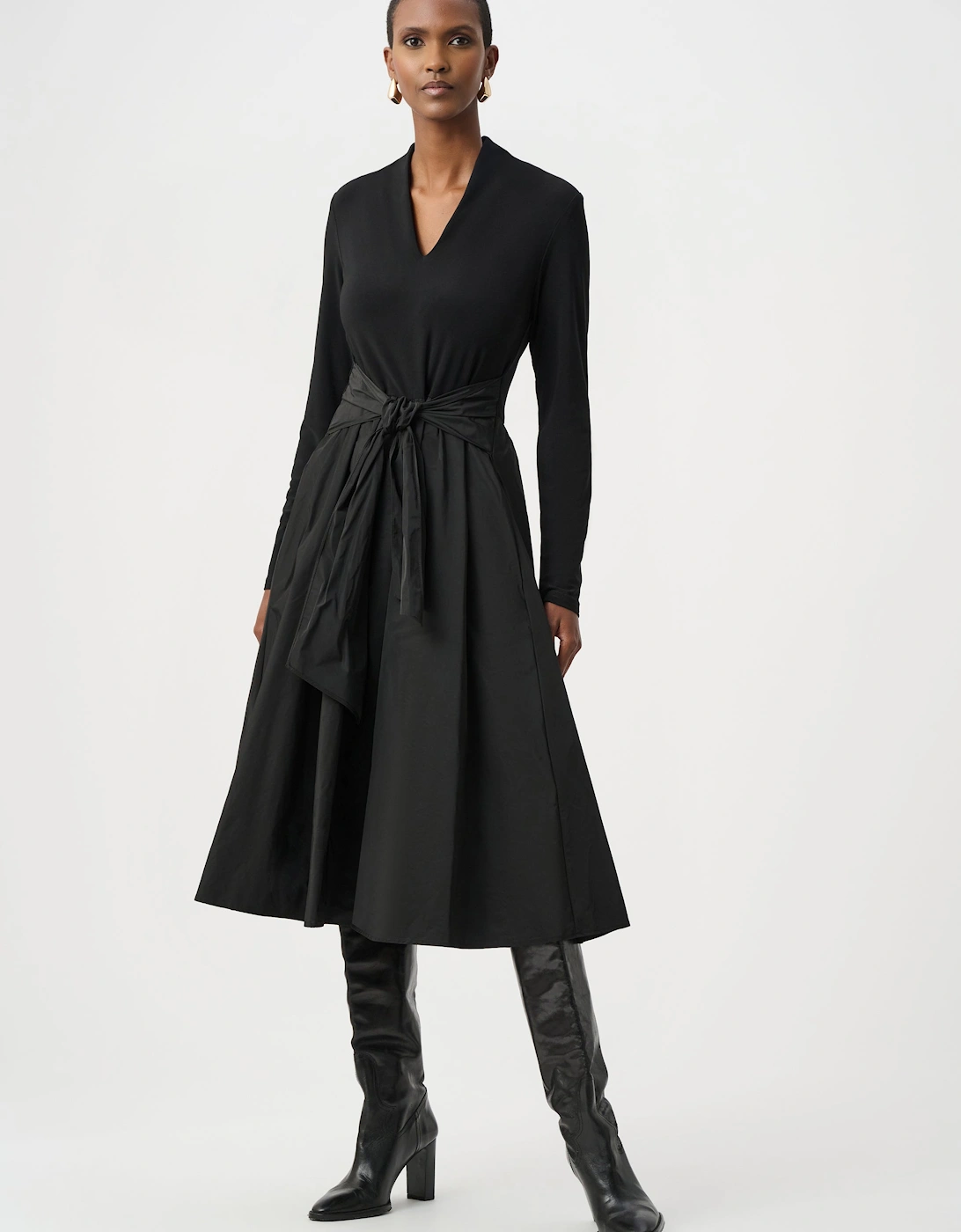 Silky knit and memory fit and flare dress