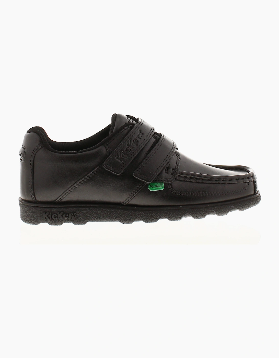 Kickers Boys School Shoes Fragma Jnr Twin Strap Leather Touch Fastening black UK