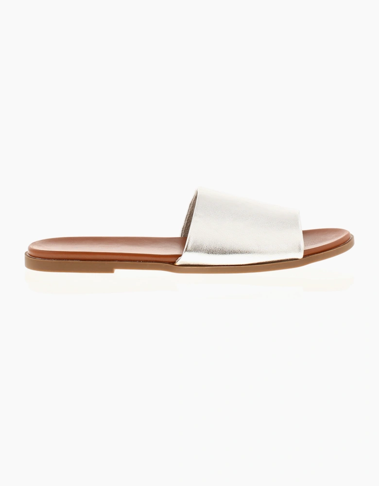 Platino Womens Flat Sandals Selene Slip On silver UK Size