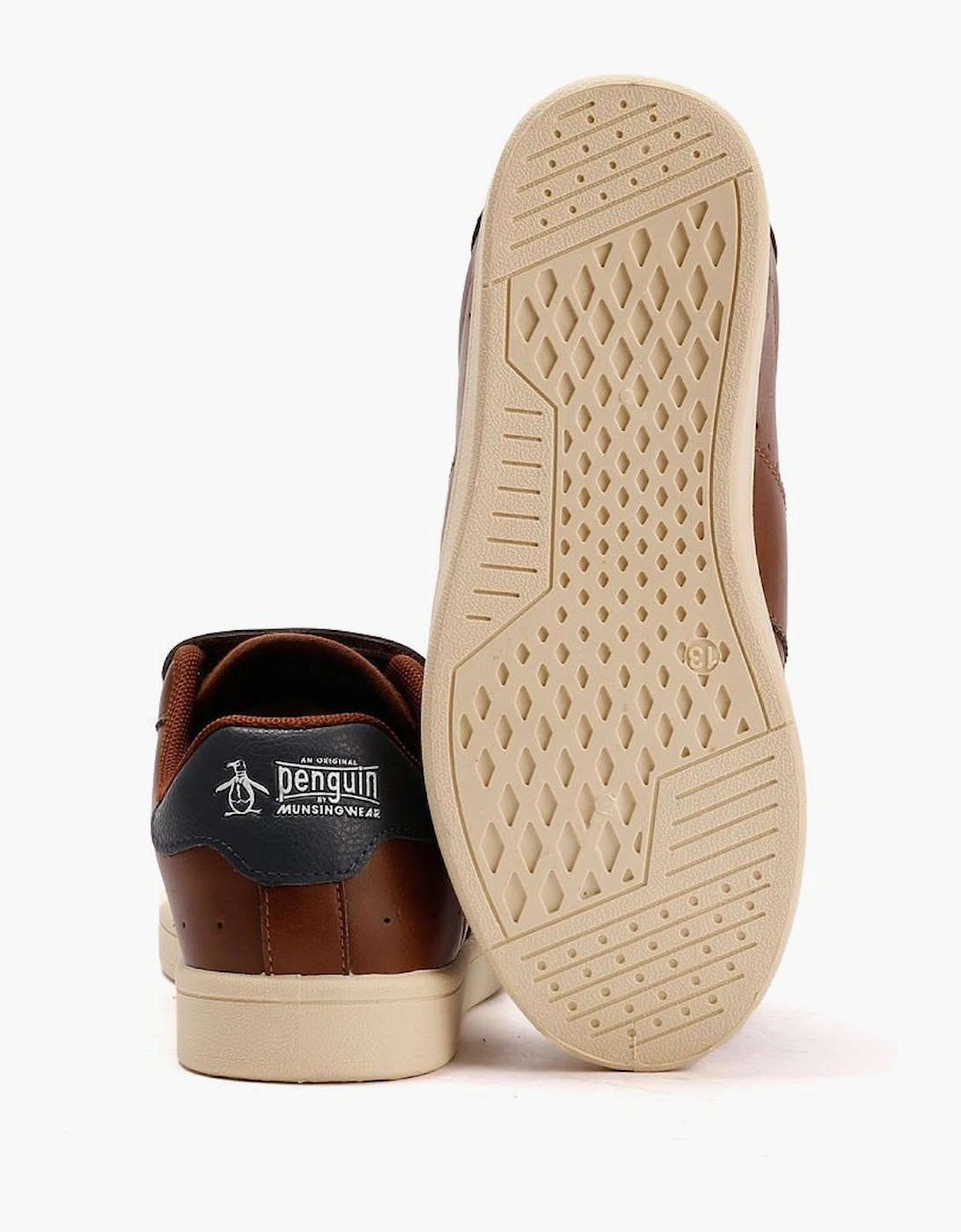 Penguin Junior Marble Tan/Navy Trainers