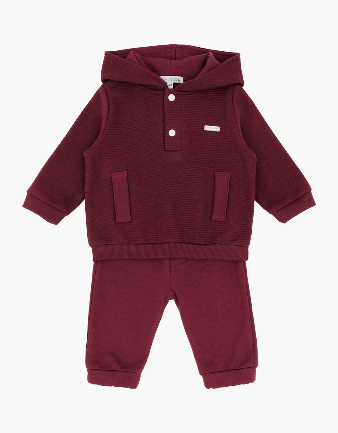 Boys Dark Red Ribbed Hoody Jogsuit
