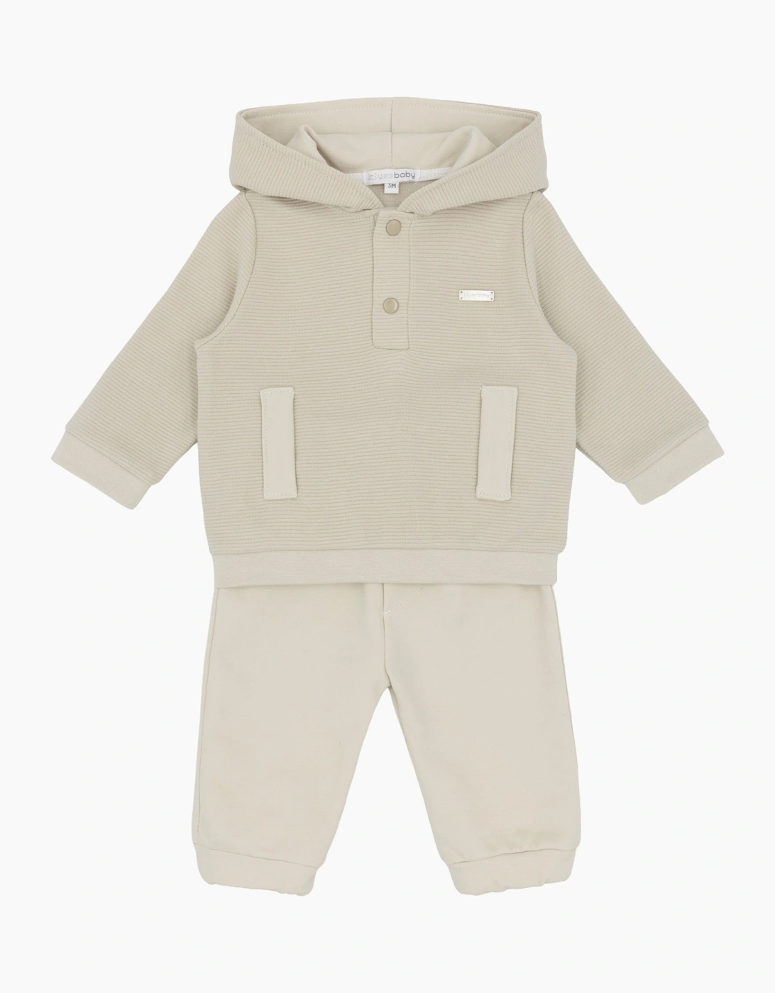 Boys Beige Ribbed Hoody Jogsuit, 5 of 4