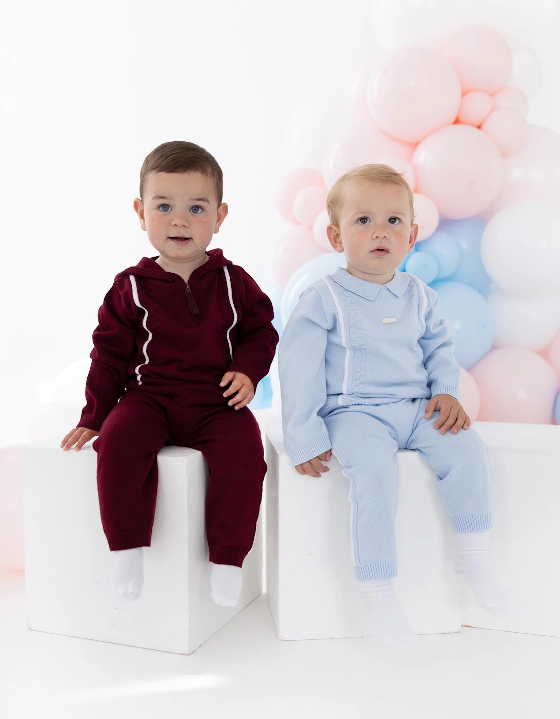Boys Pale Blue Knit Pant Set