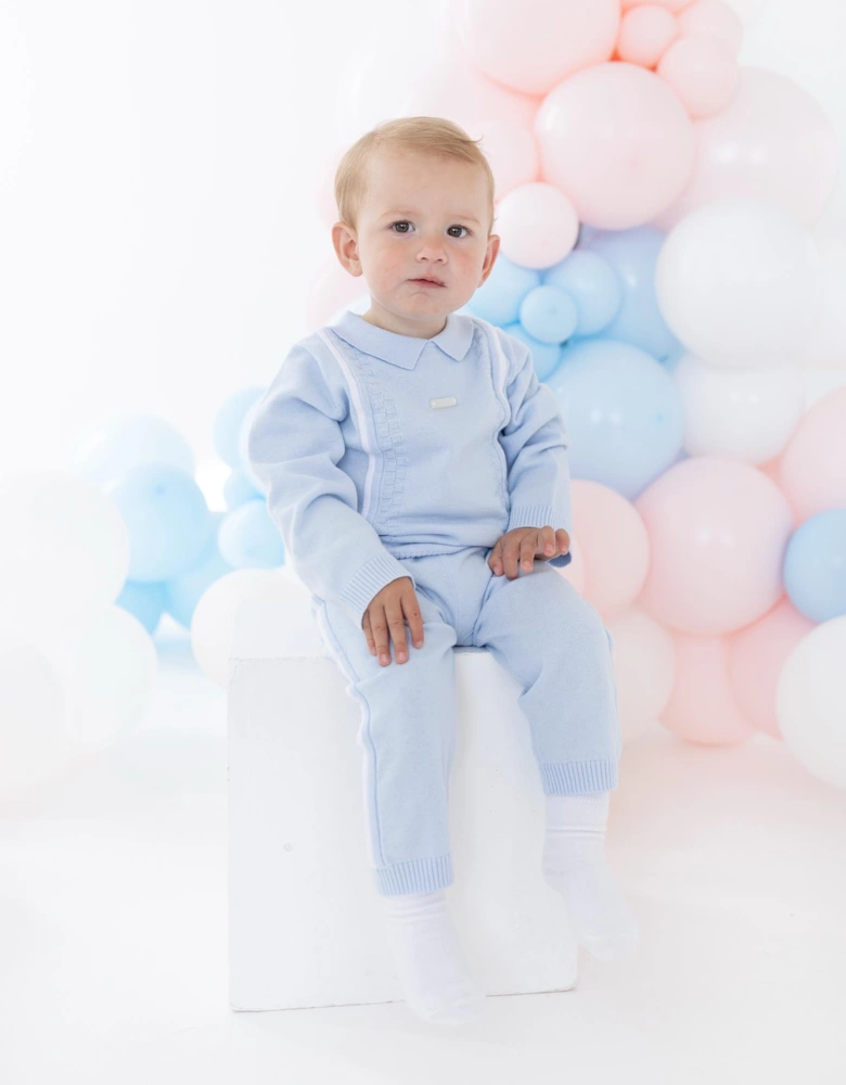 Boys Pale Blue Knit Pant Set