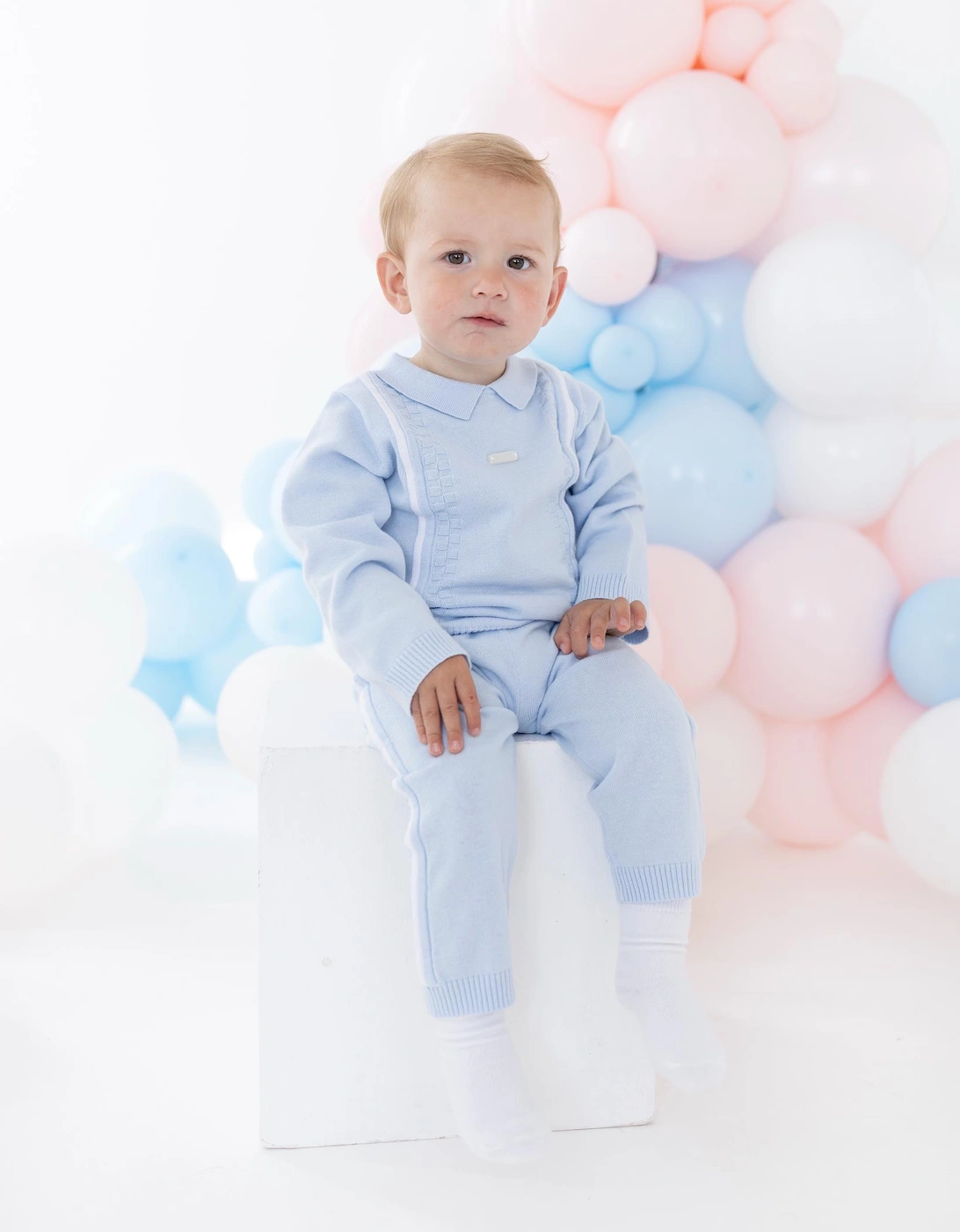 Boys Pale Blue Knit Pant Set