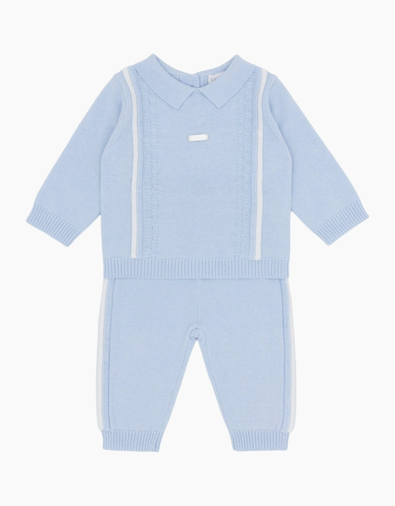 Boys Pale Blue Knit Pant Set
