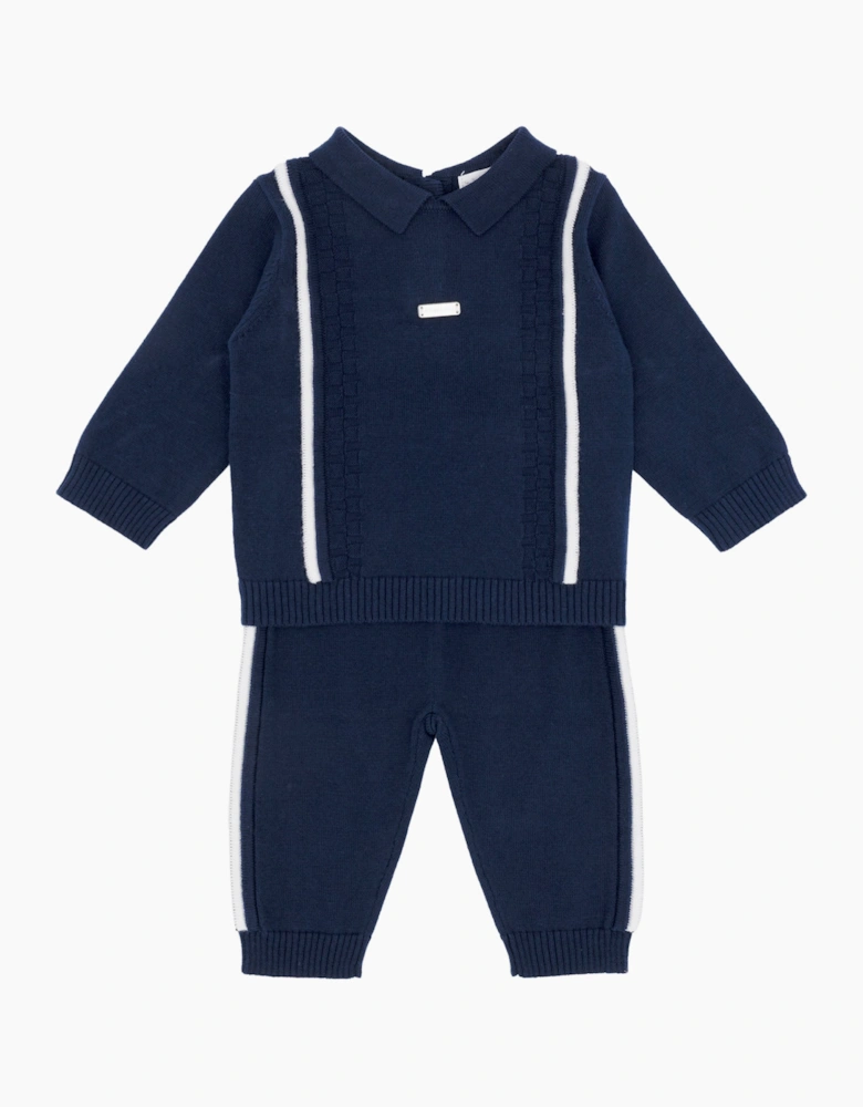 Boys Navy Knit Pant Set
