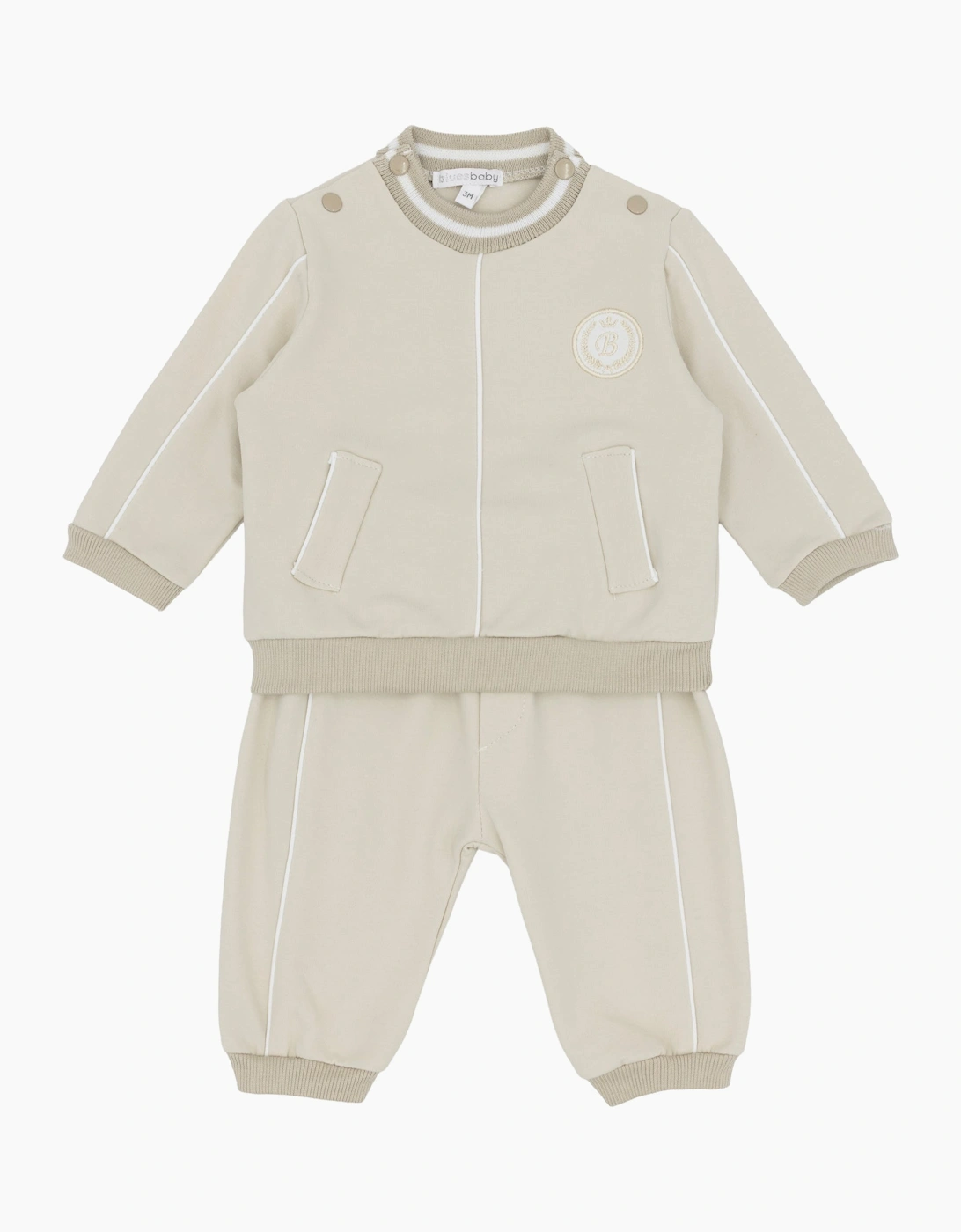 Boys Beige Jogsuit, 3 of 2
