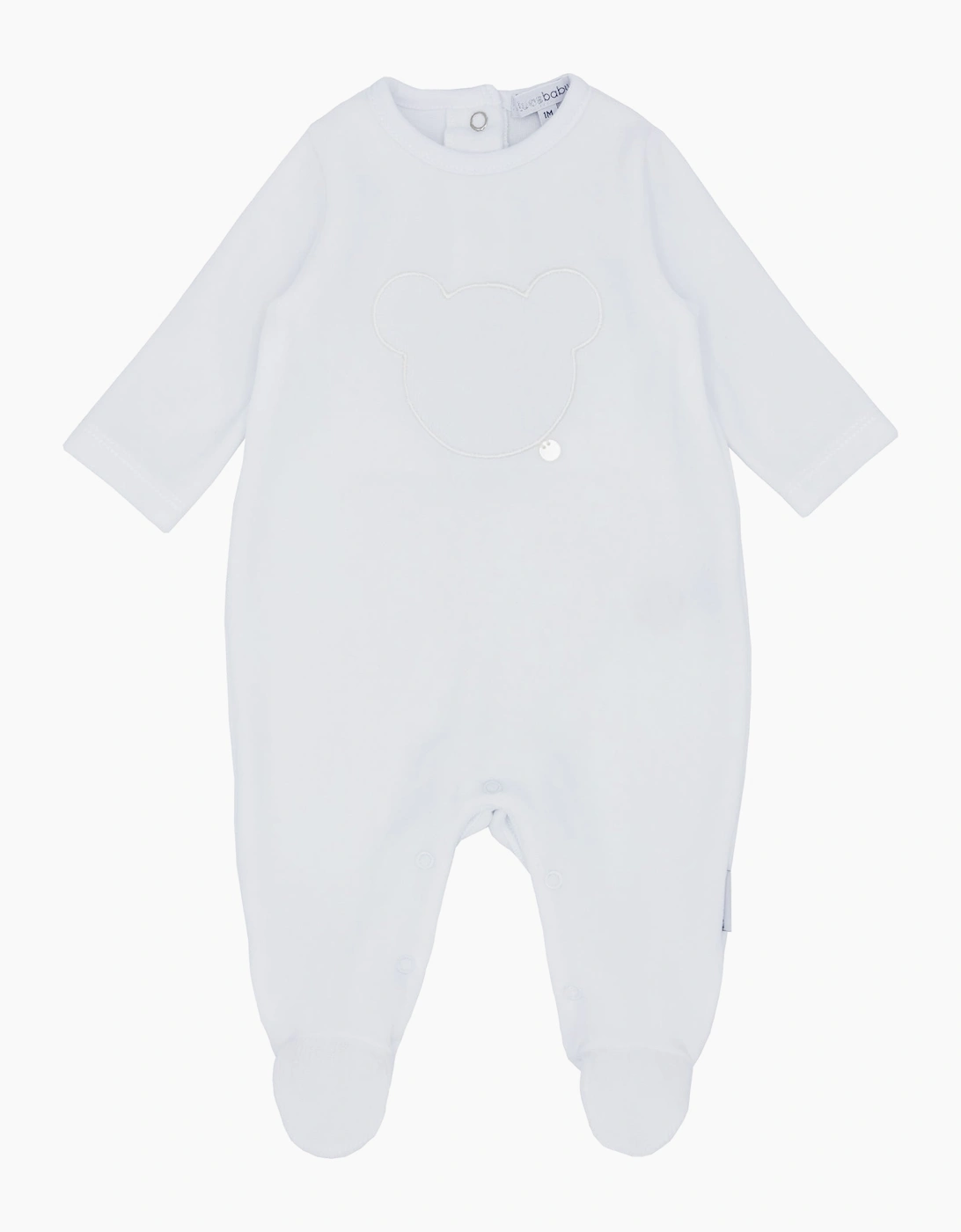 White Velour Bear Bum Babygrow