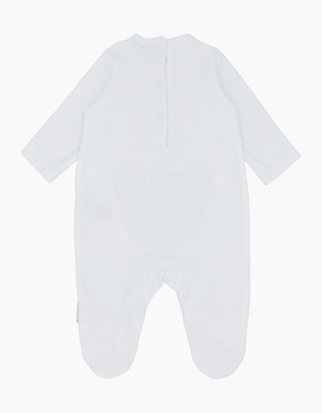 White Velour Bear Bum Babygrow