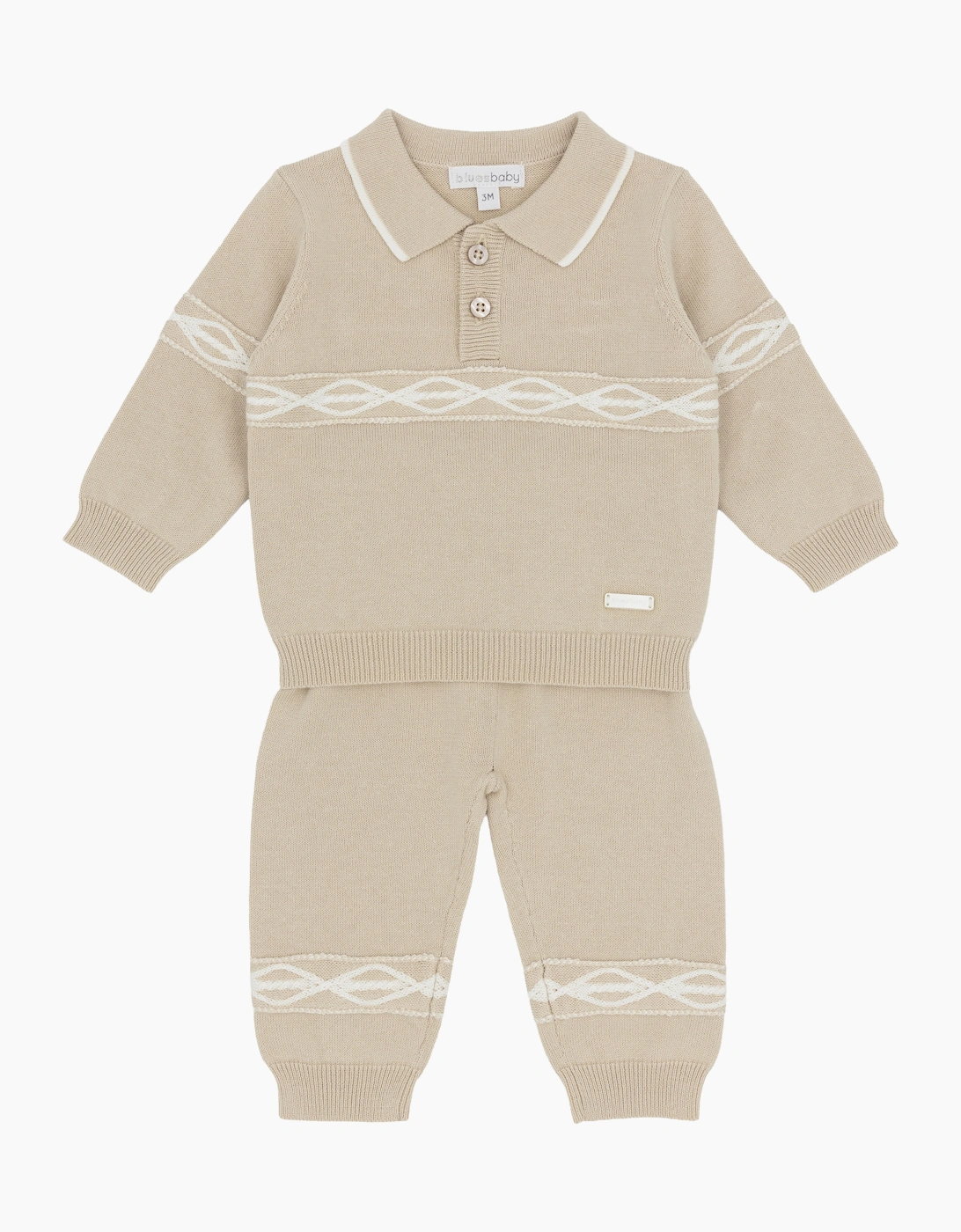 Boys Beige Knit Pant Set
