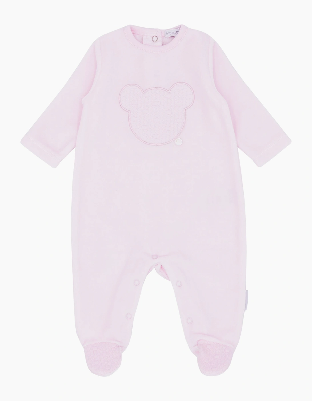Girls Pale Pink Velour Bear Bum Babygrow