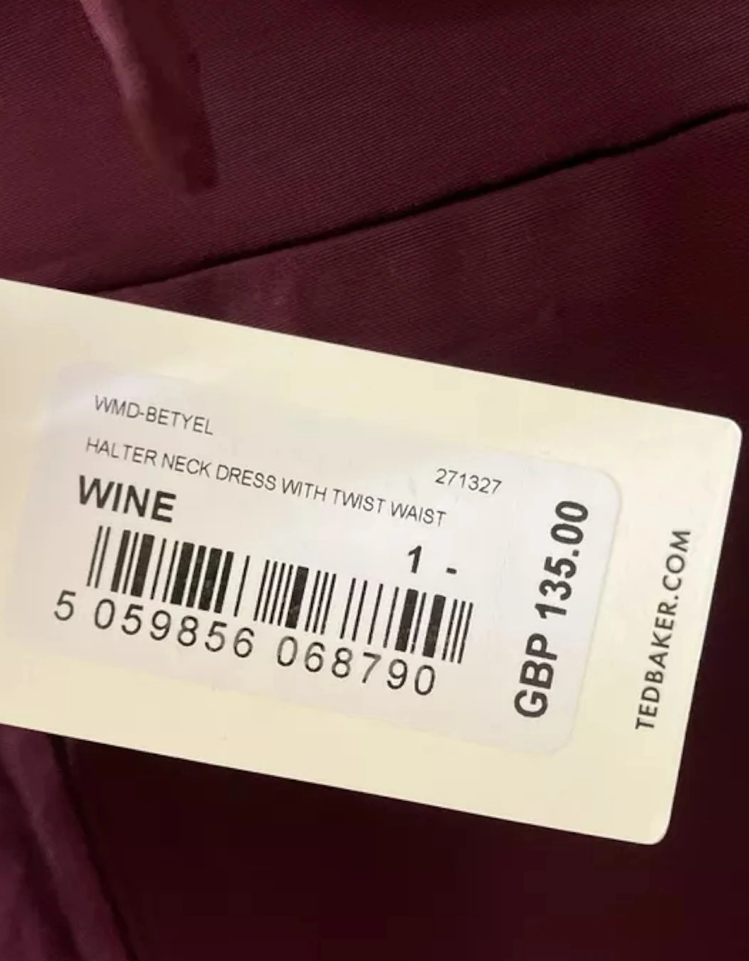 TED BAKER LD99 WMD-BETYEL Halter Neck Dress With Twist Waist Wine Party Tops New