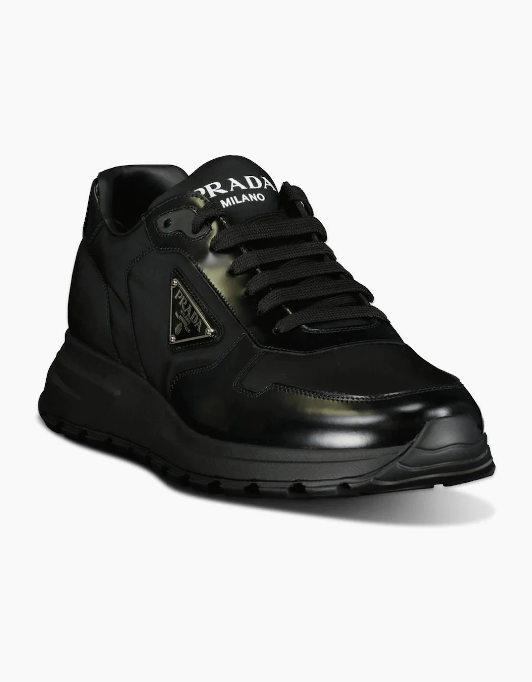 Prada Prax 01 Re-Nylon Leather Sneakers All Black