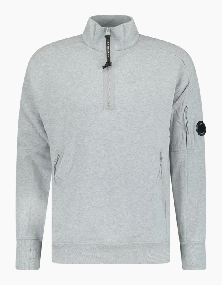 CP Company Lens Quarter Zip Sweatshirt Grey