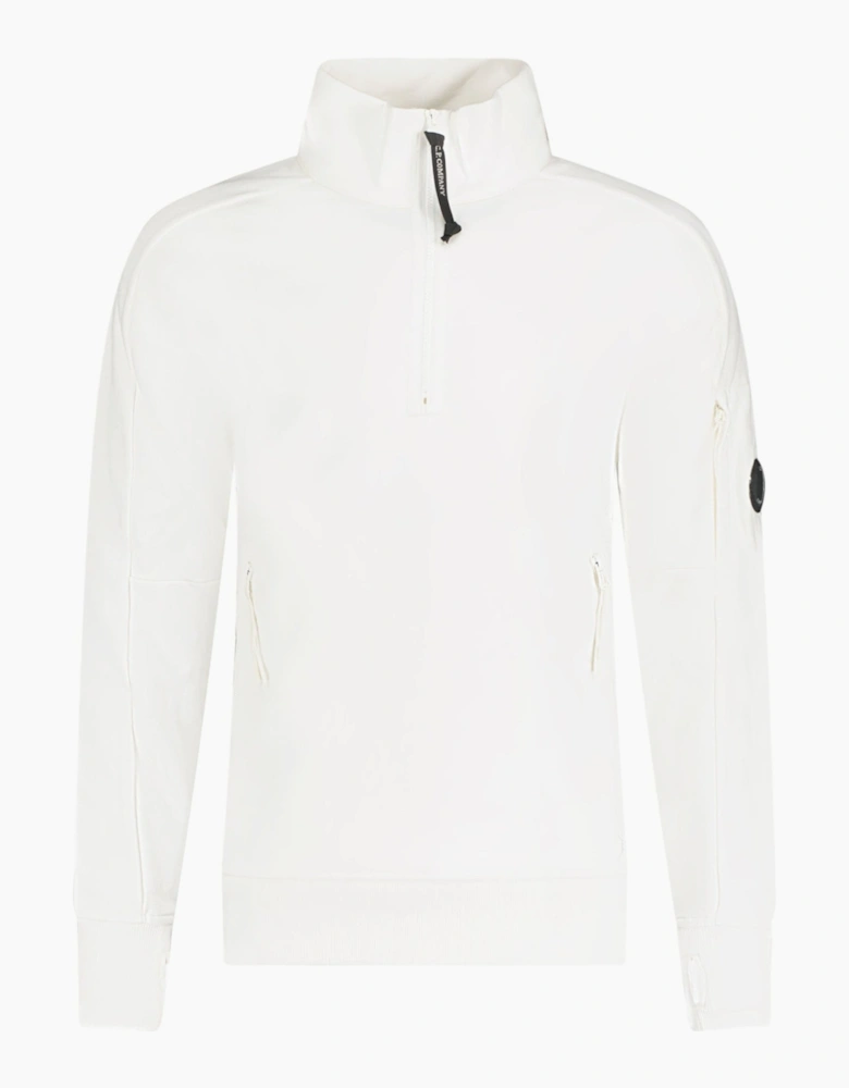 CP Company Lens Quarter Zip Sweatshirt White