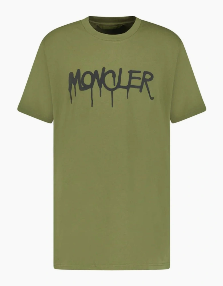 Moncler Graffiti Print T-Shirt Khaki