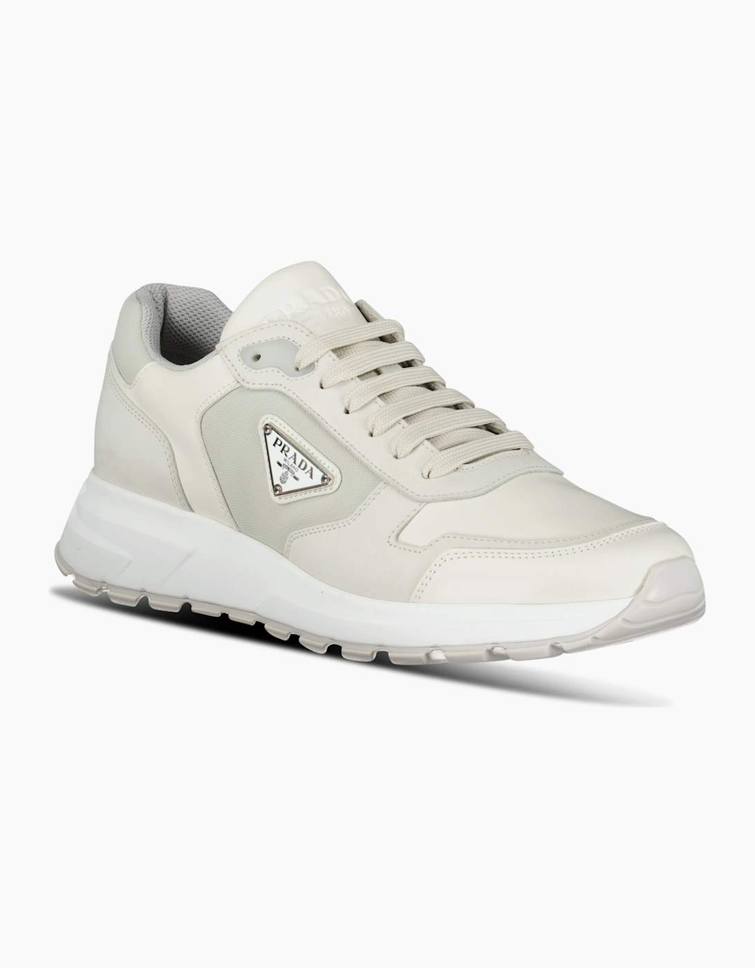 Prada Prax 01 Re-Nylon Leather Sneakers Beige