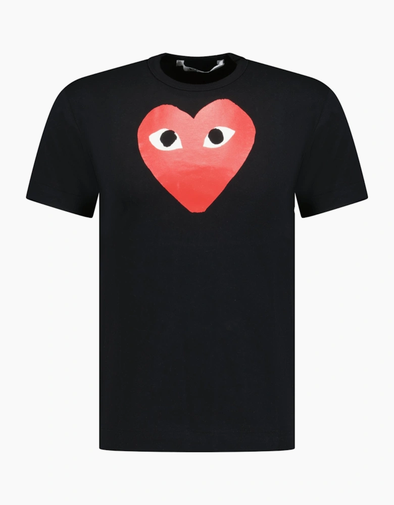 Comme Des Garcons Big Red Heart Print T-Shirt Black