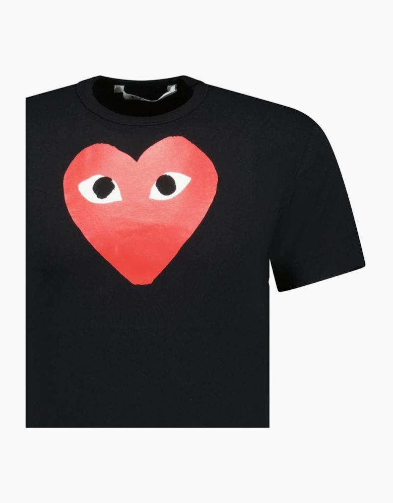 Comme Des Garcons Big Red Heart Print T-Shirt Black