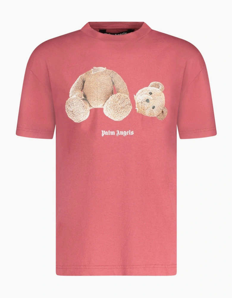 Palm Angels Bear Print T-Shirt Maroon