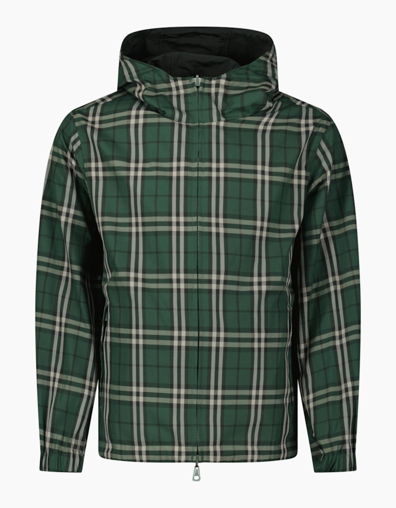 Burberry 'Stanford' Zip-Up Check Reversible Hooded Jacket Black & Check