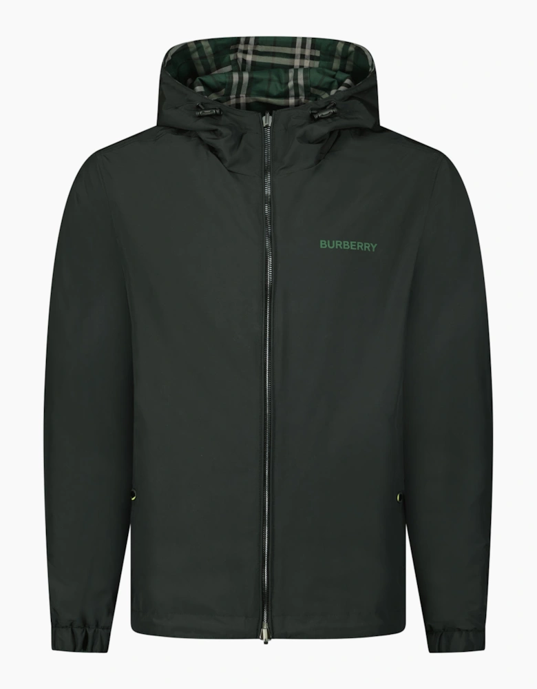 Burberry 'Stanford' Zip-Up Check Reversible Hooded Jacket Black & Check