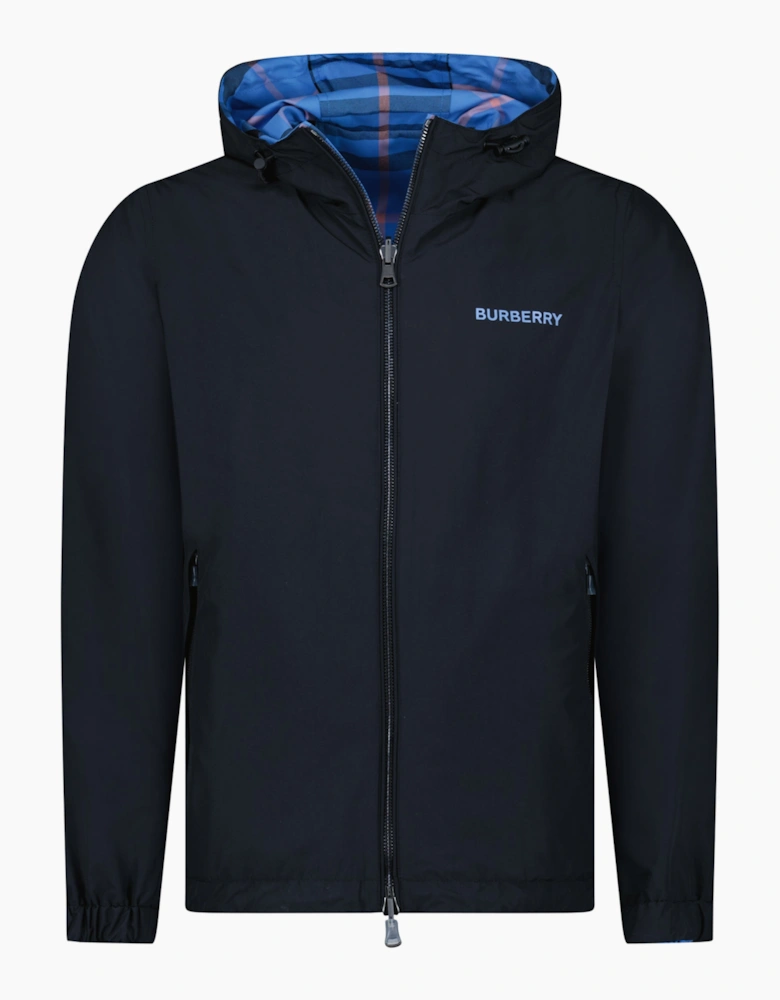 Burberry 'Stanford' Zip-Up Check Reversible Hooded Jacket Black & Check
