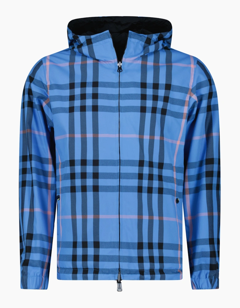 Burberry 'Stanford' Zip-Up Check Reversible Hooded Jacket Black & Check