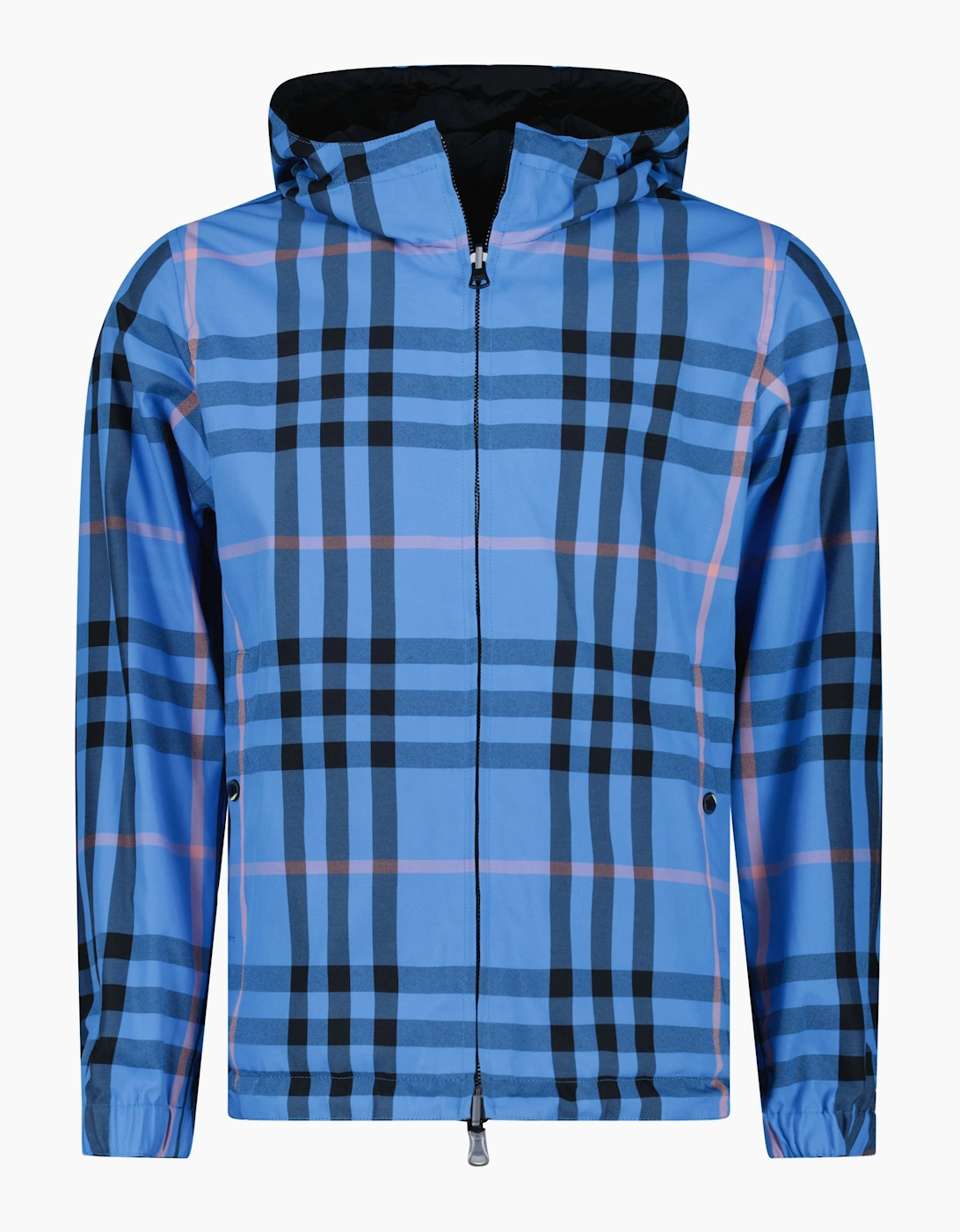 Burberry 'Stanford' Zip-Up Check Reversible Hooded Jacket Black & Check