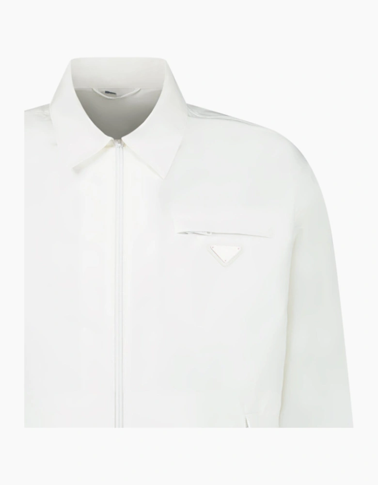 Prada Logo Applique Overshirt Jacket White