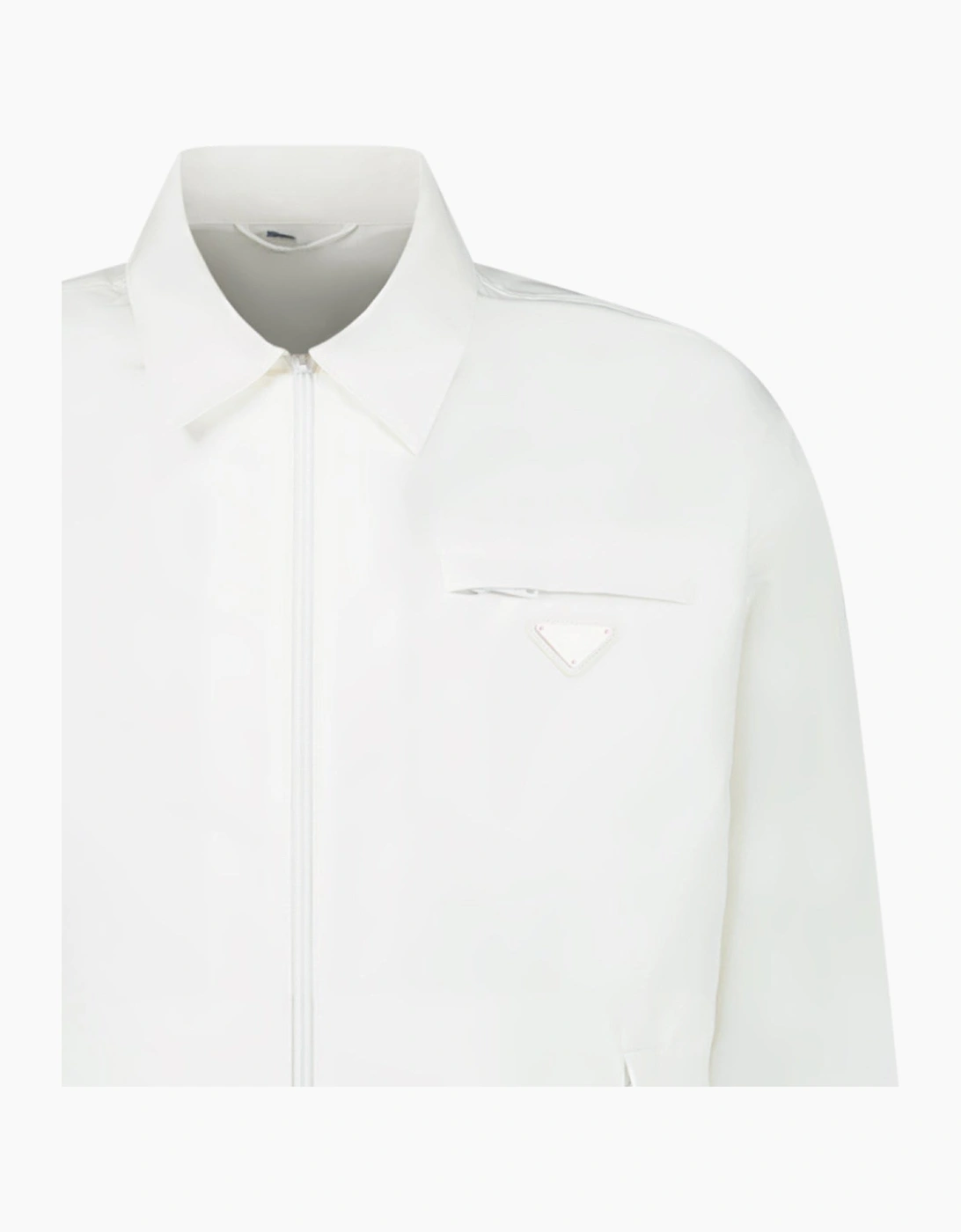 Prada Logo Applique Overshirt Jacket White